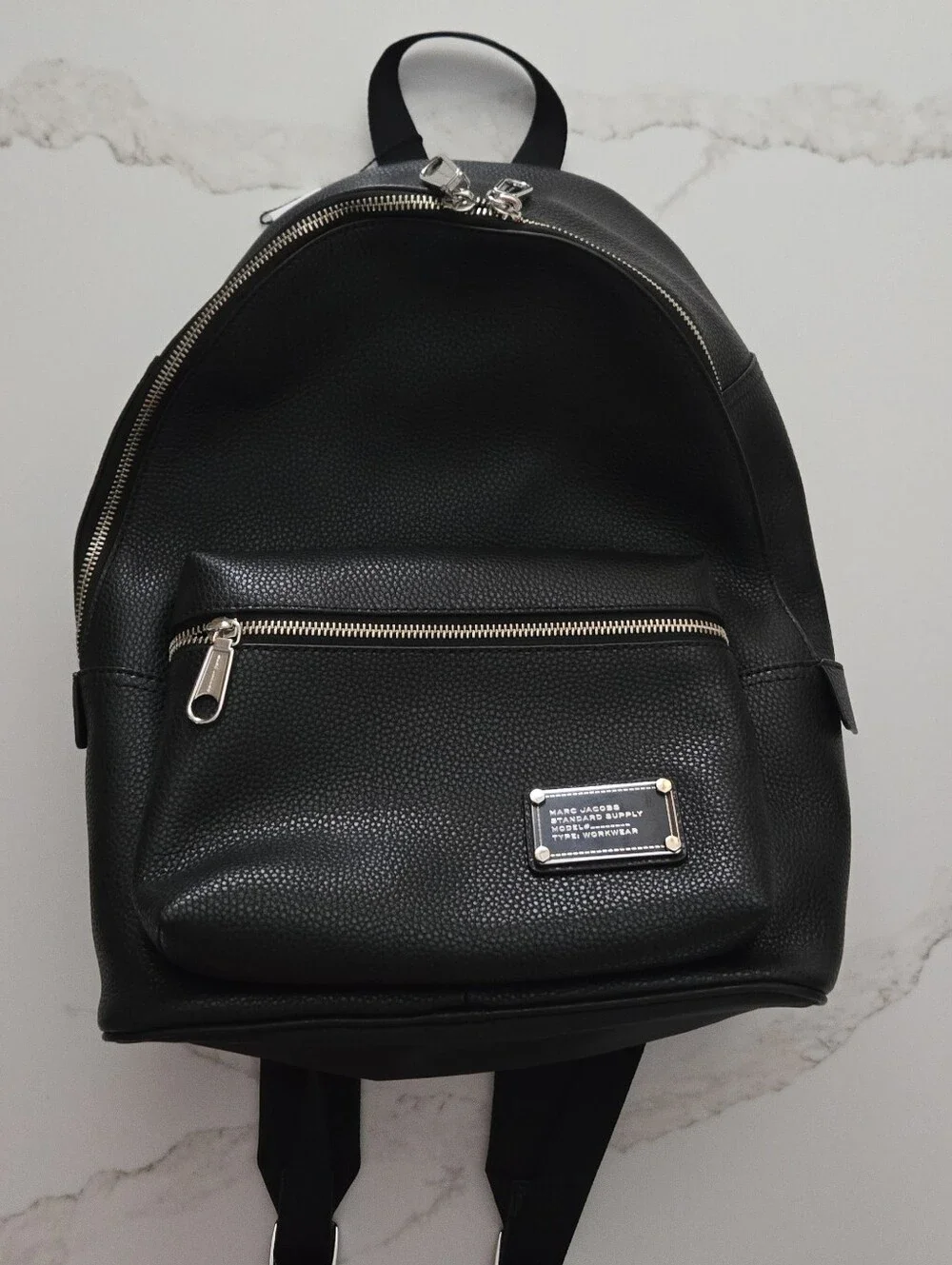 Marc Jacobs Black Pebbled Leather Workwear Backpack
